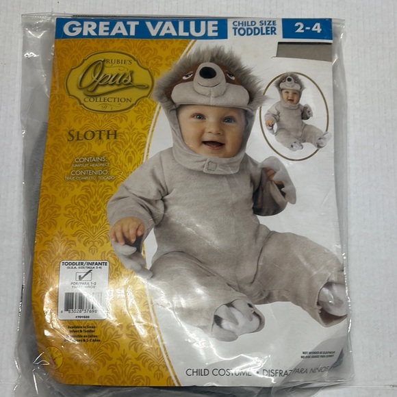 Rubie's Gray Sloth Costume for Toddlers 2-4 - Picture 1 of 6